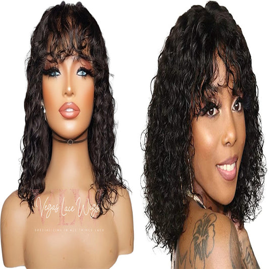 Invisible HD Lace Deep Wave Wig Body with Bangs