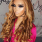 HD Invisible Lace Ginger Wig Blond Highlights Amaya