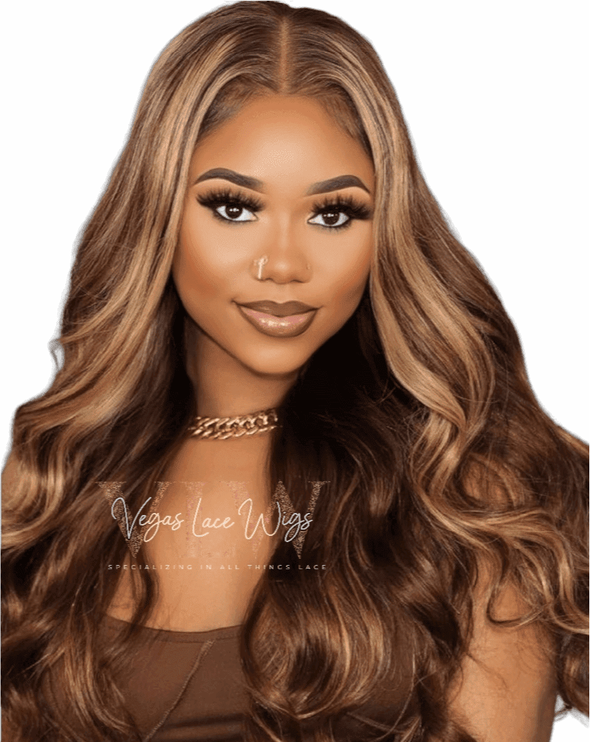 HD Invisible Lace Ginger Wig Blond Highlights Amaya