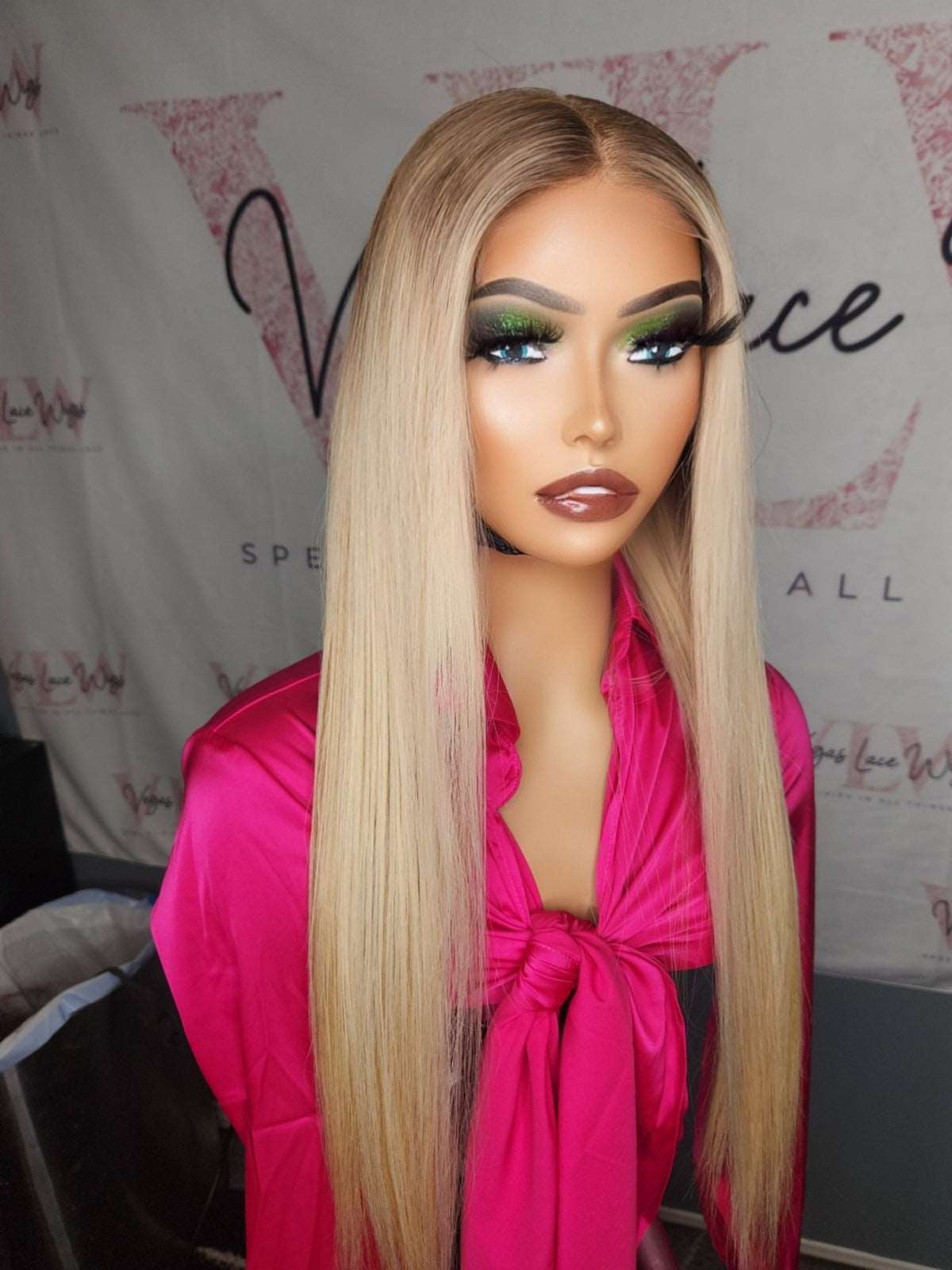 Invisible Lace Blond Wig With Dark Roots Straight