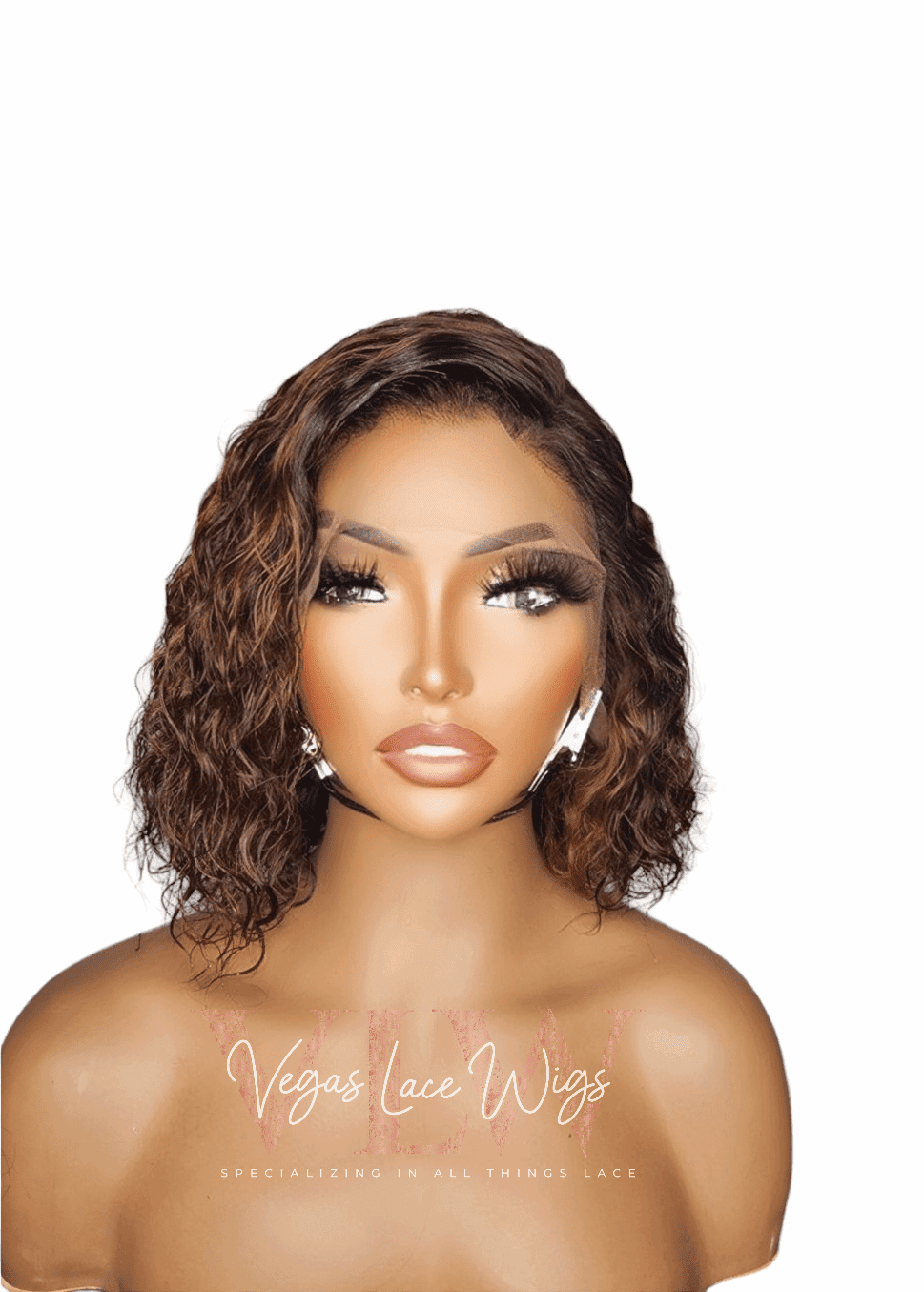 Invisible HD Lace Bob Wig Deep Wave HoneyBrown Highlights Breeona