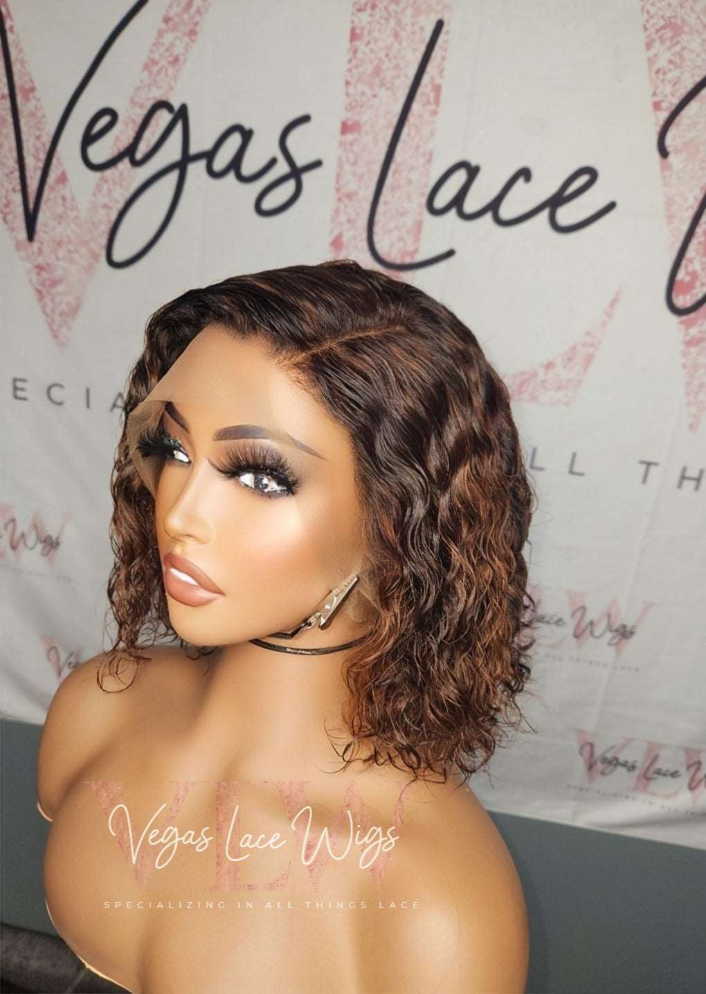 Invisible HD Lace Bob Wig Deep Wave HoneyBrown Highlights Breeona