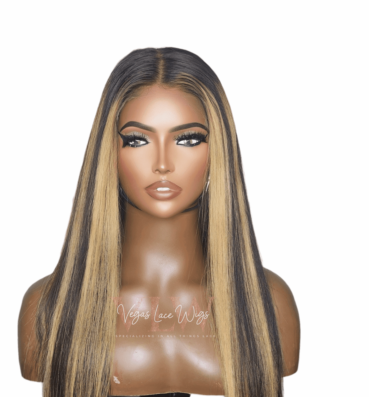 HD Invisible Lace Straight Wig with Blonde Highlights