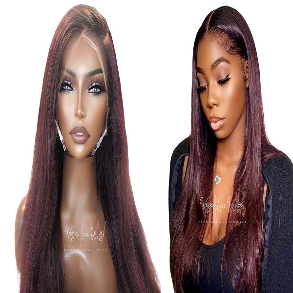 HD Invisible Lace Wig 99j with dark roots