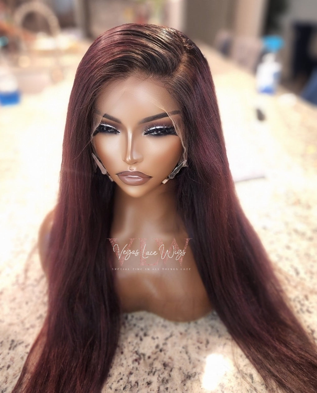 HD Invisible Lace Wig 99j with dark roots