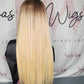 Invisible Lace Blond Wig With Dark Roots Straight