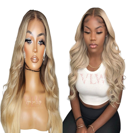 HD Invisible Lace Blond Wig With Dark Roots