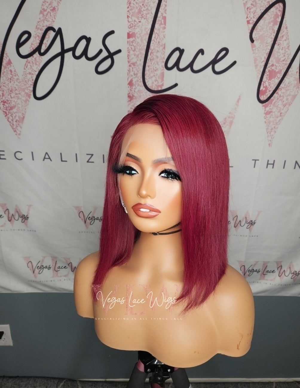 Invisible HD Lace Bob Wig Straight Red