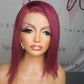 Invisible HD Lace Bob Wig Straight Red